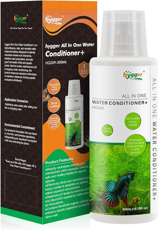 hygger Aquarium Water Conditioner for Freshwater, Neutralizes Chlorine, Chloramines, Heavy Metals, Ammonia & Nitrite, Safe for Fishes and Plants, 300 ML
