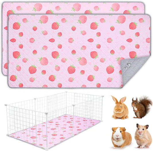 2 Pack Guinea Pig Bedding, Washable Guinea Pig Cage Liner Reusable Guinea Pig Mat Waterproof Guinea Pig Bedding for Cage, Super Absorbant Guinea Pig Pee Pads for Small Animals Hamster Rabbit Squirrel