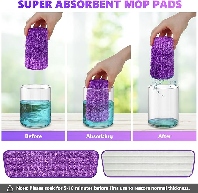 18 Pack Reusable Mop Pads Compatible with Swiffer PowerMop, Wood Floor Pads Microfiber Mop Replacement Refills Machine Washable for All Floor Surfaces