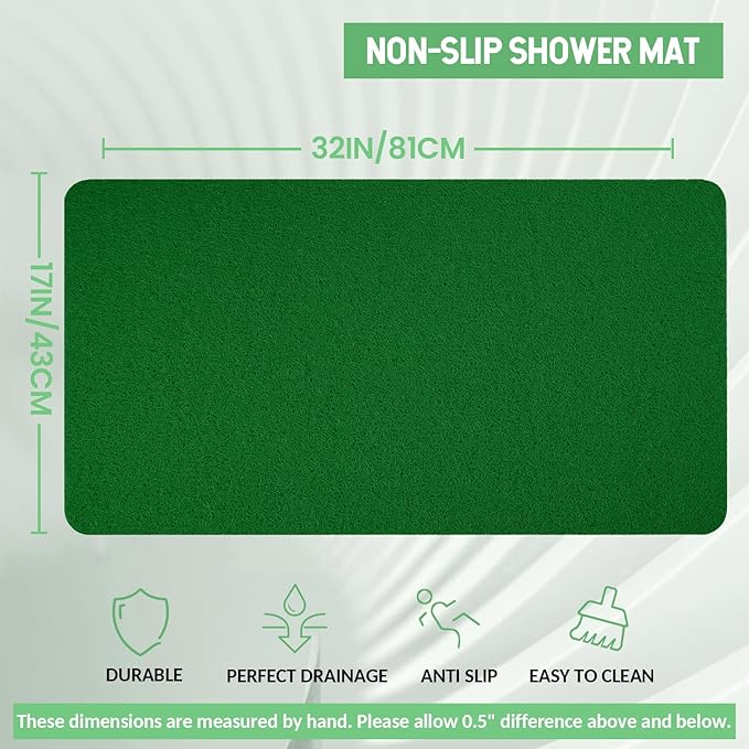Non-Slip Bathtub Mat, Anti Slip Shower Mat, Fast Drying Bathtub Mats, Foot Scrubber Mat, Anti Slip Mat for Tub, Floor, Bathroom, Kitchen, Home, Hotel (Dark Green 32"×17")