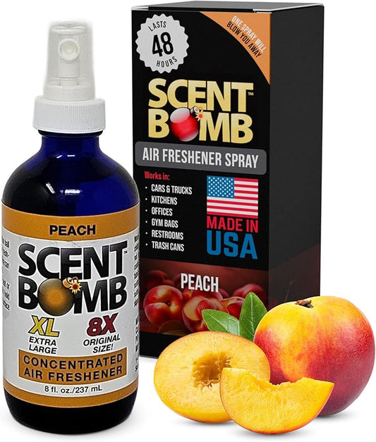 Scent Bomb Air Freshener Spray, Long-Lasting Odor Eliminator for Home & Car, Effective Deodorizer Spray for Kitchen, Bathroom, Fresh Room Spray & Smell Neutralizer, Peach