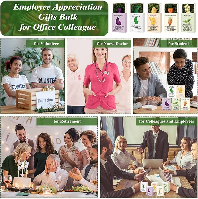 25 Set Employee Appreciation Gifts Bulk Coworkers Thank You Desk Pets Holiday Small Cute Emotional Support Resin Ornaments Card Box for Women Men Adults Office (Potato)