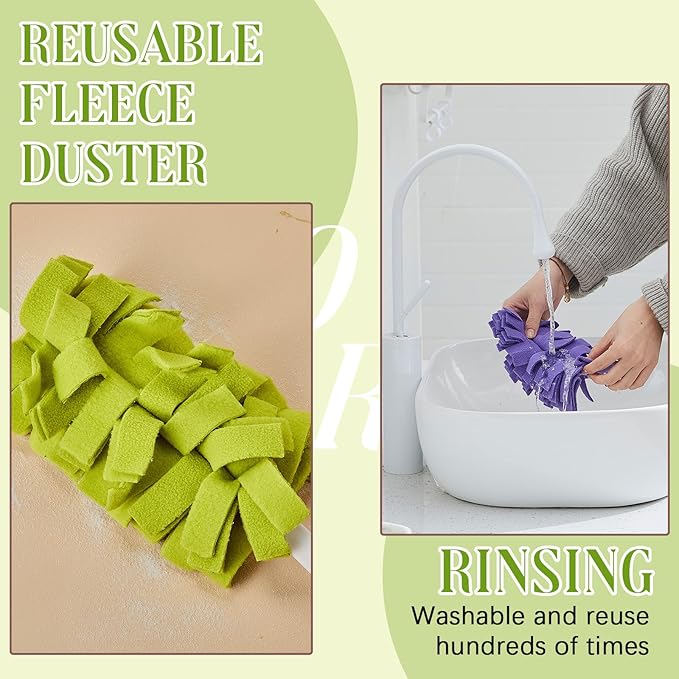 12 Pcs 5 Layer Fleece Duster Refills Reusable Dusters Refills Washable Hand Cleaning Pads for Cleaning Ceiling Fan Hardwoods Window Kitchen Floor, 4. 7 x 7 Inch (6 Mixed Colors)