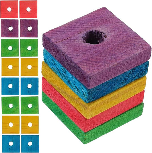 100pcs Parrot Wooden Chewing Toys, Bird Toy Wood Blocks, Mini Wood Chips for DIY Playing Chewing Shredding