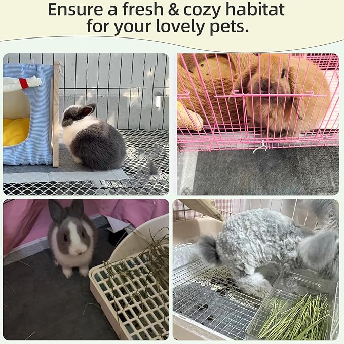 kathson Rabbit Pee Pads,Disposable Bunny Diapers Cage Liners,Super Absorbent Pet Toilet Training Pads for Guinea Pig,Hedgehogs,Hamsters,Chinchillas,Cats and Small Animals