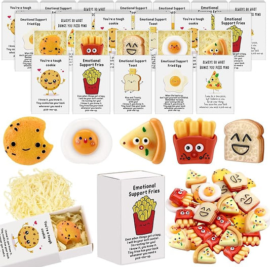 25 Set Employee Appreciation Gifts Bulk Coworkers Thank You Desk Pets Holiday Small Cute Emotional Support Resin Ornaments Card Box for Women Men Adults Office (Toast)
