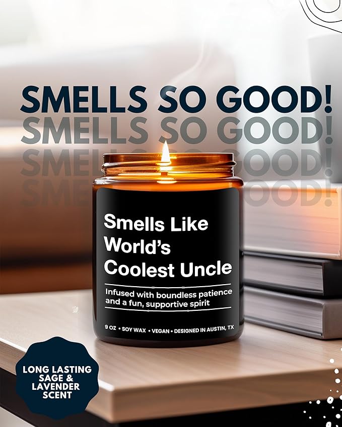 World's Coolest Uncle Candle, Perfect Uncle Gifts for Father's Day, Thoughtful Presents from Nephew or Niece, Best Sentimental Gifts for His Birthday, Christmas, Special Occasions, Gift-Ready