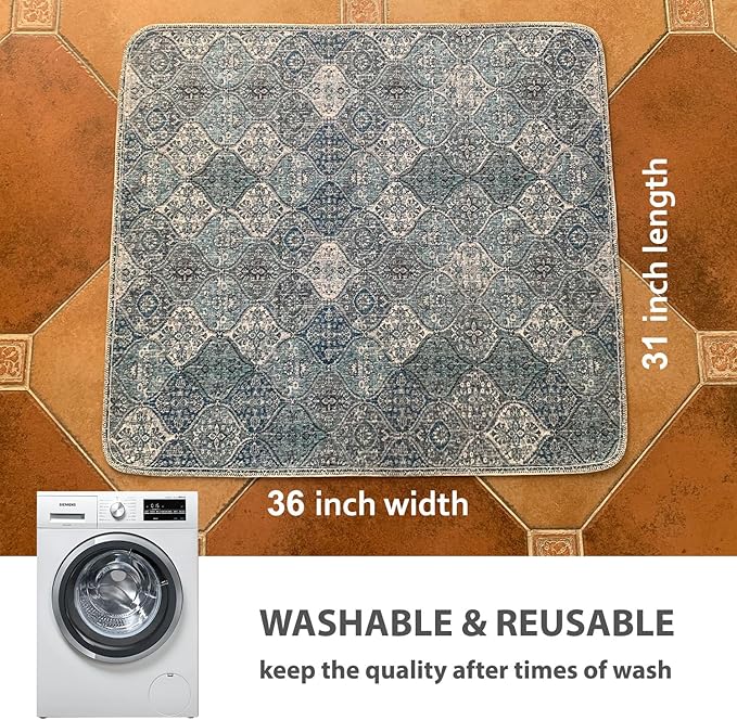 nunubaby Washable Pee Pads for Dogs, Stylish, Non-Slip and Leak-Proof Pee Pads. Reusable Potty Pads for Dogs for Crates and Floors.(Blue/Multi, 31" x36" )