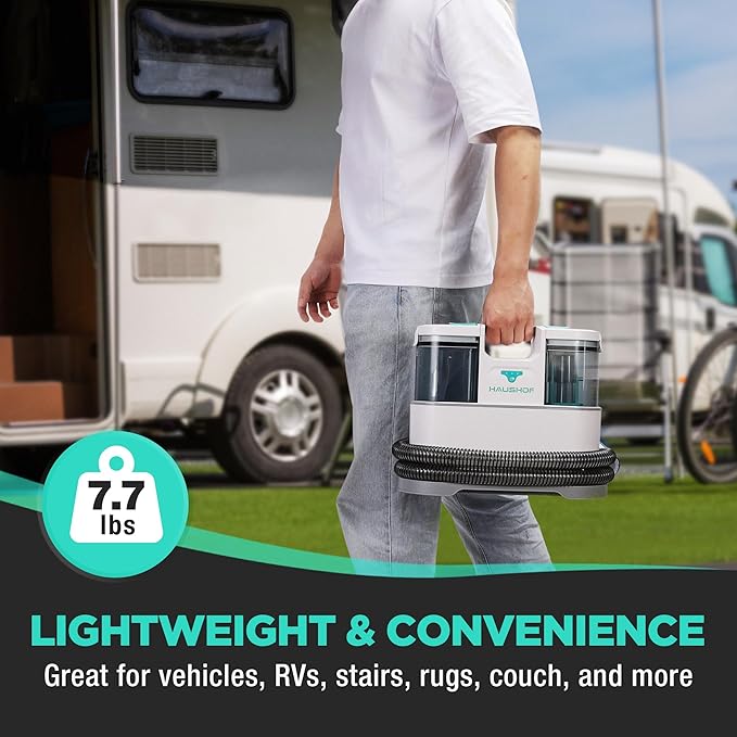 HAUSHOF Cordless Carpet & Upholstery Cleaner, Lightweight Deep Fabric Cleaner Machine with Brushless Motor & Powerful Suction for Pet Stains, Couch, Rug, Car Seats, Spot & Stain Cleaner Included