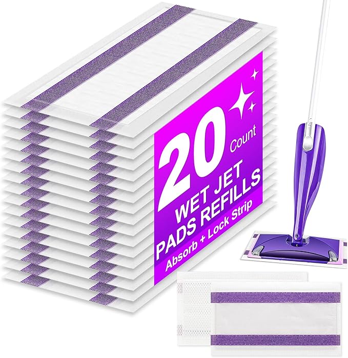 20Pack Mopping Pad Refill for swiffer Wetjet Mop Compatible with swiffer Wet Pads Refill Replacement for swiffer Wet Jet Pads Disposable Multi Surface Floor Mop Pads, Thickness & Absorbent