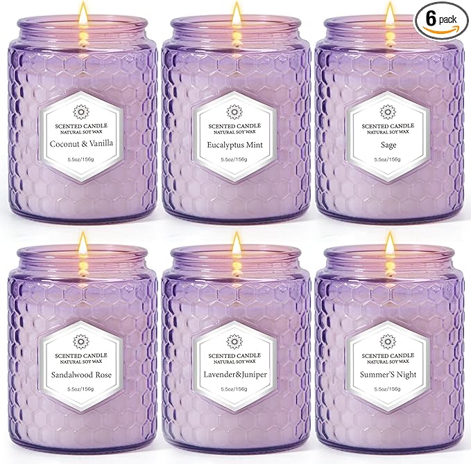 Candles for Home Scented, 6 Pack Aromatherapy Candles Gifts Sets for Women Birthday,33 oz Soy Wax 240 Hour Long Lasting Jar Candles