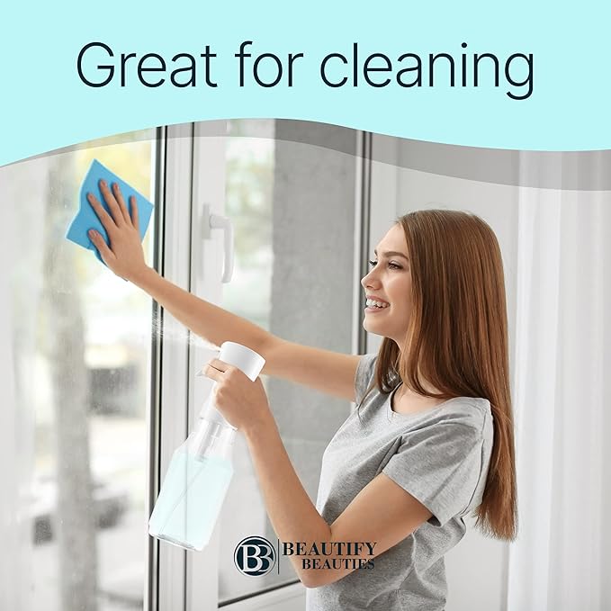 BeautifyBeauties Spray Bottle For Hair – Continuous Mister Spray Bottle for Hairstyling, Cleaning, Plants, Pets, Barbers, Salons, Essential Oil Scents (24 Ounce)