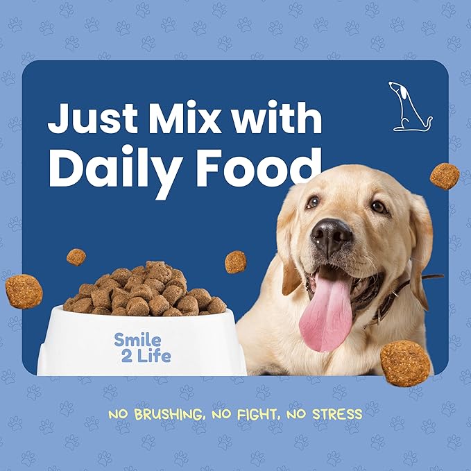 Dog Dental Powder | All-Natural for Teeth Cleaning | Plaque Remover for theeth and Breath freshener | Flavorless, Easy to Use | 3.17 oz - 45 supplys | Smile 2 Life