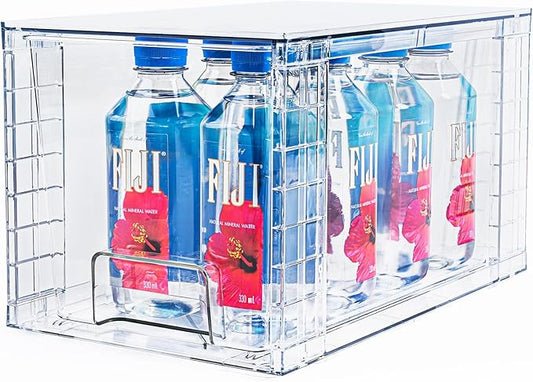 1 Pack Large Stackable Storage Drawers,Clear Acrylic Drawer Organizers with Handles, Easily Assemble for Kitchen Undersink,Bathroom,Cabinet,Makeup,Closet,Pantry,Organization and Storage