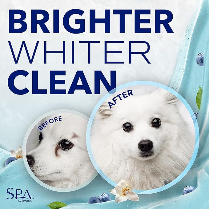 TropiClean SPA Tear Stain Remover for Dogs | Blueberry Facial Shampoo| Odor Eliminator | Tearless | Whitening and Brightening | Made in USA | 2.5 Gallon