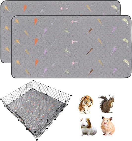 2Pcs Guinea Pig Cage Liners,Guinea Pig Fleece Cage Liners48''X48'' Super Absorbent Washable Pee Pads Reusable for Rabbit Hamster Chinchilla