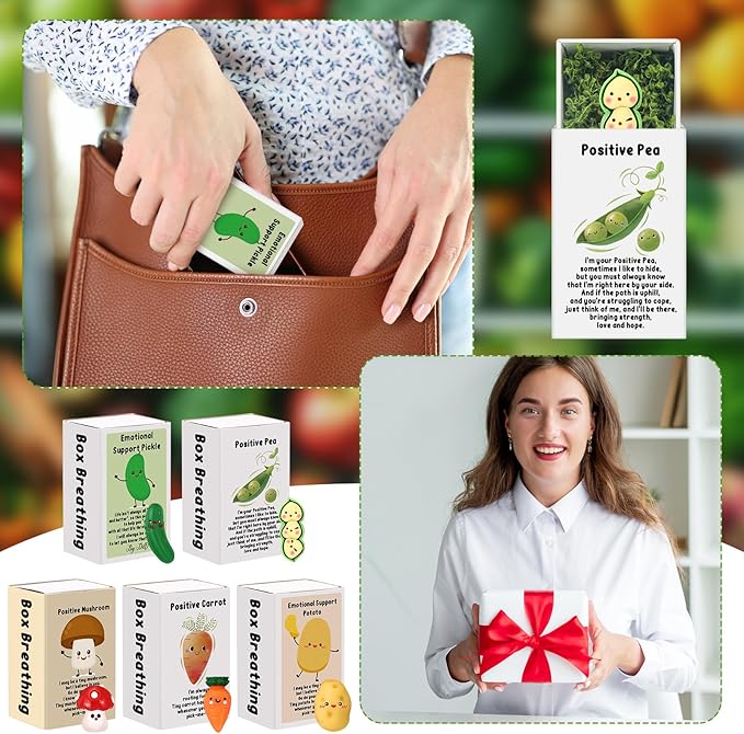 25 Set Employee Appreciation Gifts Bulk Coworkers Thank You Desk Pets Holiday Small Cute Emotional Support Resin Ornaments Card Box for Women Men Adults Office (Mushroom)