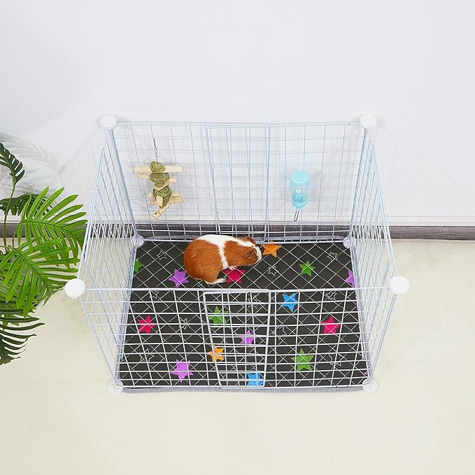 Bienbee Guinea Pig Bedding, 2 Pack 24" x 18" Reusable Guinea Pig Cage Liner Waterproof and Absorbent Small Animal Bedding Washable Guinea Pig Pee Pads for Small Pet Hamster Rabbit Squirrel, Black