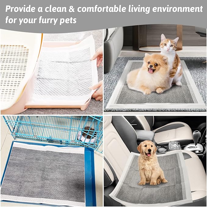 Fhiny Pee Pads for Dogs, 24" x 36" 20 PCS Extra Large Disposable Puppy Pads Leak-Proof Super Absorbent Charcoal Potty Training Pad with Quick-Dry Surface for Dogs Puppies Cats Kittens or Small Pets