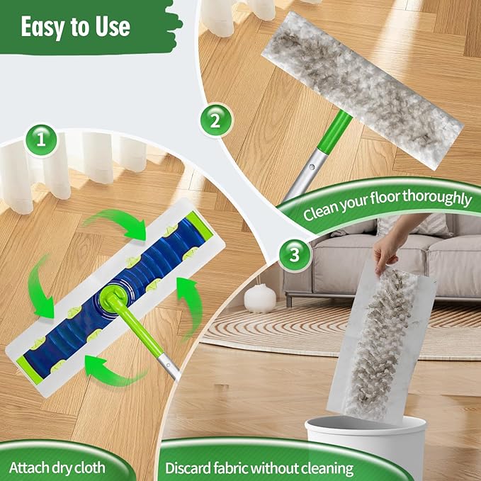 Heavy Duty Dry Sweeping Cloths Compatible with Swiffer Sweeper XL Mop, Sweeper X-Large Dry Cloth Refills for Floor Mopping and Cleaning, Disposable Pet Dry Pads Refills, 80 Count