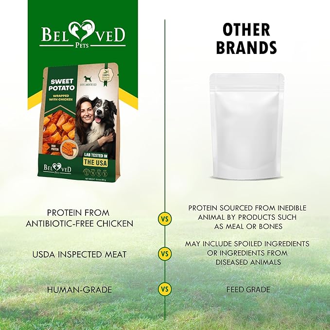 Beloved Pets Dog Treats Sweet Potato Wrapped with Chicken 10.6 oz & Pet Natural Chew - Grain Free Dried Snacks in Bulk - Best Twists for Training Small & Large Dogs - Made for USA