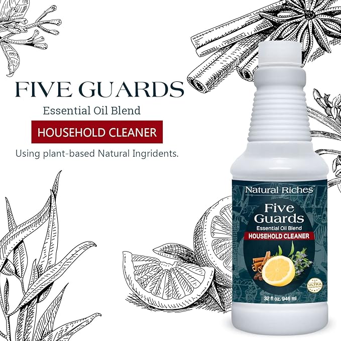 Natural Riches Household Cleaner Concentrate Five Guards from The Tales of French stories of Thieves Essential Oil Blend Household Cleaner - 32 fl oz