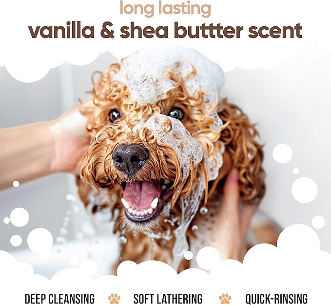 Vanilla & Shea Butter Dog Shampoo by Buddycare | Moisturising Shampoo for Dogs | Vanilla & Shea Butter Scented | with Aloe Vera and Pro Vitamin B5 (50.72oz)
