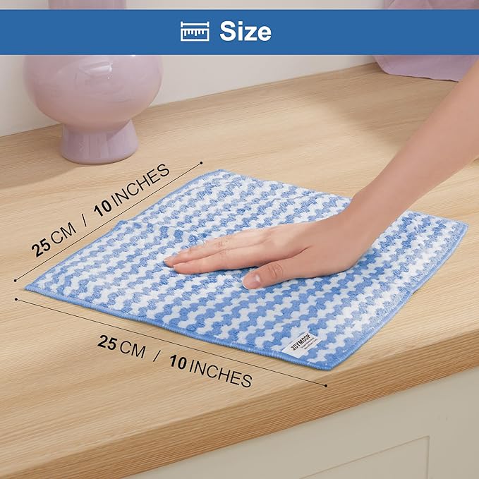 JOYMOOP 108 Packs Microfiber Cleaning Cloths, 10" x 10" Reusable Kitchen Towels, Lint-Free Cleaning Rags, Super Absorbent Cleaning Cloths for Kitchen, Car, and Household Cleaning, Blue