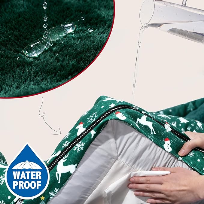 Comfort Expression Orthopedic Dog Bed for Extra Large Dogs 42x30 Inch, Waterproof Egg Crate Foam XL Pet Bed with Removable Bolsters, Dog Couch with Washable Cover & Non-Slip Bottom, Christmas Green