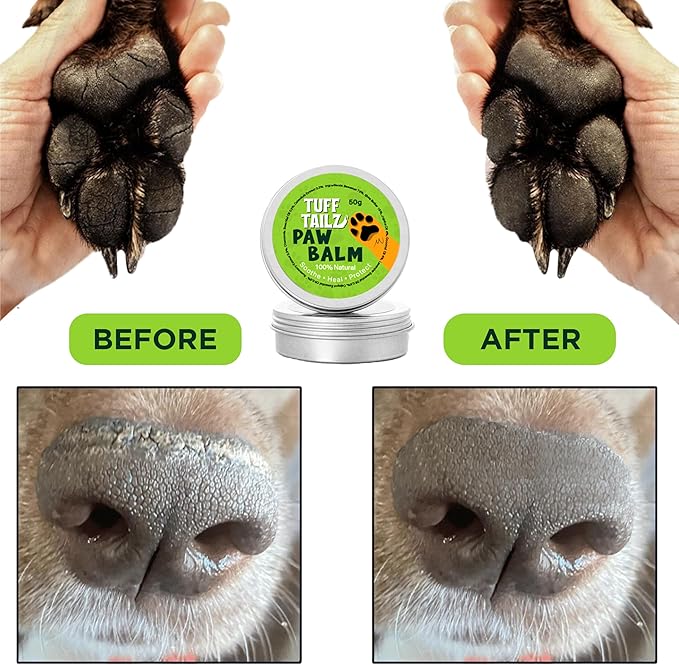 Dog Paw Balm - Heals, Repairs & Restores Dry, Cracked & Damaged Paws - Moisturizes & Soothes Irritated Paws & Noses - 100% Natural Moisturizer & Paw Protectors for Dogs & Cats- 1.70 Oz