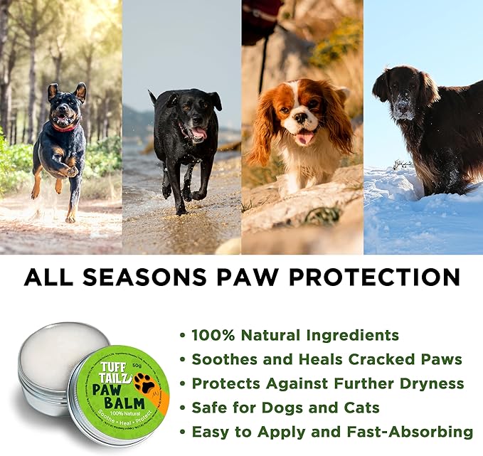 Dog Paw Balm - Heals, Repairs & Restores Dry, Cracked & Damaged Paws - Moisturizes & Soothes Irritated Paws & Noses - 100% Natural Moisturizer & Paw Protectors for Dogs & Cats- 1.70 Oz