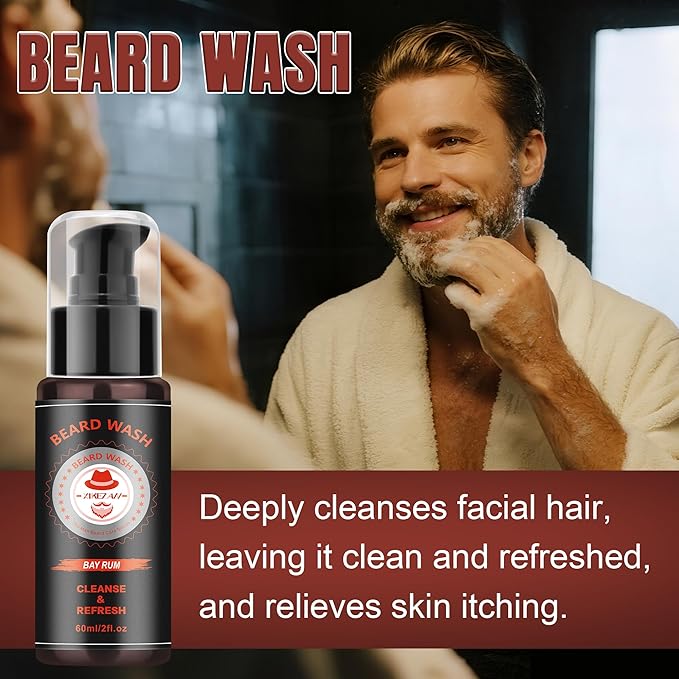 XIKEZAN Beard Care & Grooming Sets with Beard Oils, Balm, Wash, Conditioner, Brush, Comb, Scissors, Birthday Gifts for Men, Valentines Gifts for Him, Fathers Gifts for Dad, Christmas Stocking Stuffers