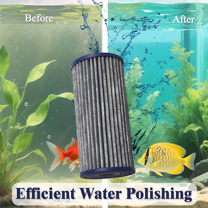 NewKe 8 Pack Activated Carbon Micron Cartridge Replacement for MarineLand Magnum Polishing Internal Canister Filter (Ml90770), Compare to Part# PA0140,4 Upgraded Micron Cartridge and 4 Rubber Gasket