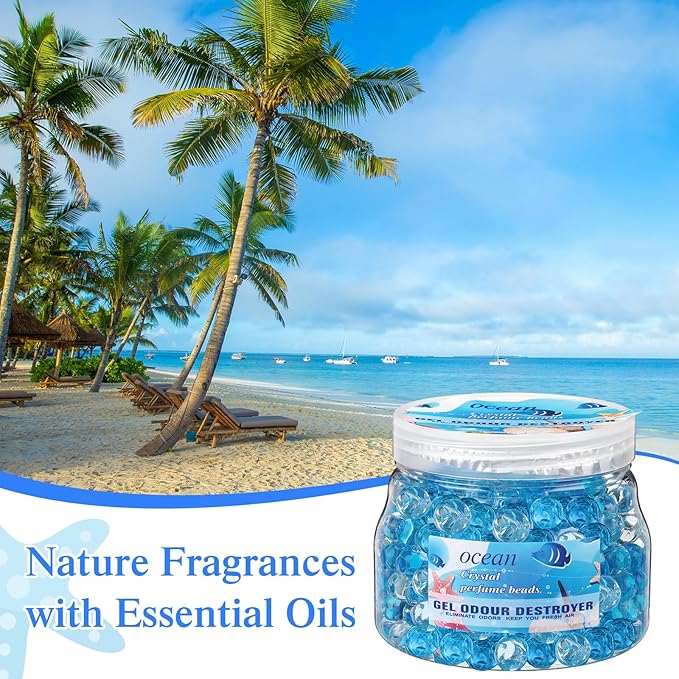 9 Pack Odor Eliminator Gel Beads Bulk 10 Ounces Air Freshener Gel Beads Odor Eliminator for Home, Bathrooms, Cars, Boats and Pet Areas(Ocean)