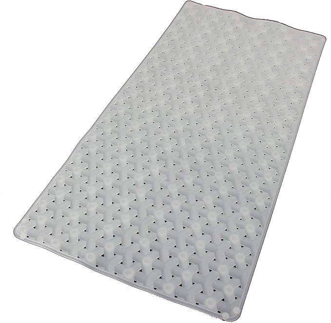 SafeLand- Non-Slip Bath, Shower, Tub Mat, TPR Material, Eco-Friendly, Non-PVC, Machine Washable, No Odor, with Powerful Suction Cups and Drain Holes, Tweed (15"x30" Translucent)