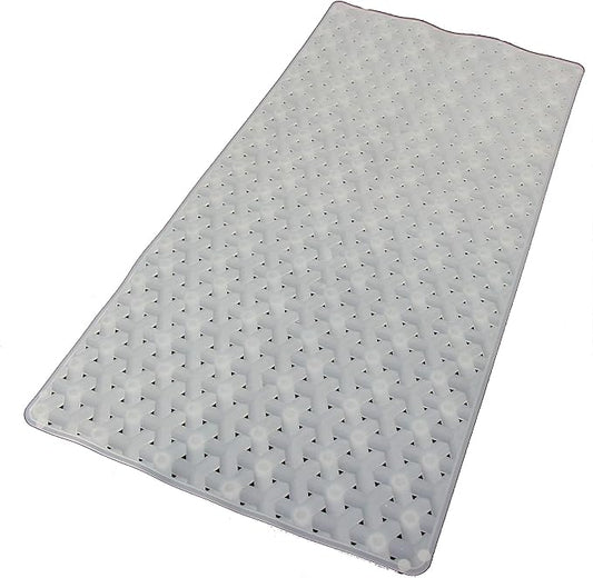 SafeLand- Non-Slip Bath, Shower, Tub Mat, TPR Material, Eco-Friendly, Non-PVC, Machine Washable, No Odor, with Powerful Suction Cups and Drain Holes, Tweed (15"x30" Translucent)