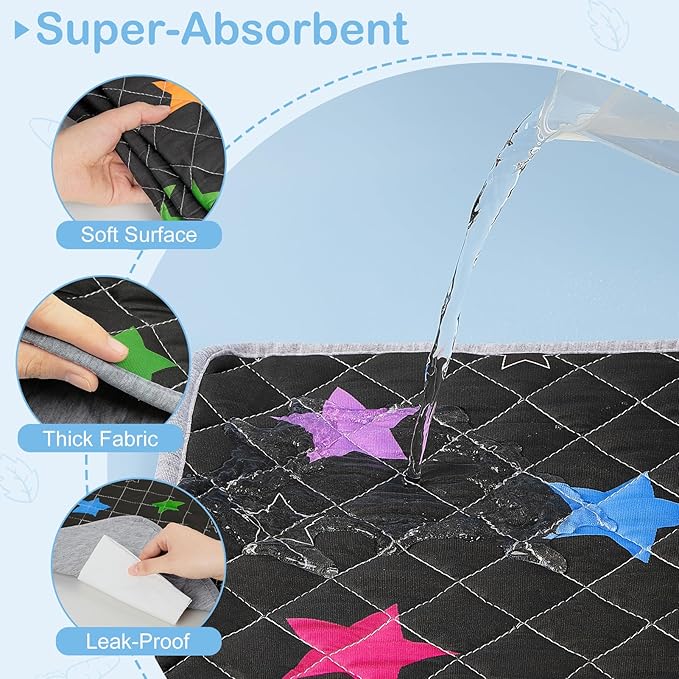 Bienbee Guinea Pig Bedding, 2 Pack 47" x 24" Reusable Guinea Pig Cage Liner Waterproof and Absorbent Small Animal Bedding Washable Guinea Pig Pee Pads for Small Pet Hamster Rabbit Squirrel, Black