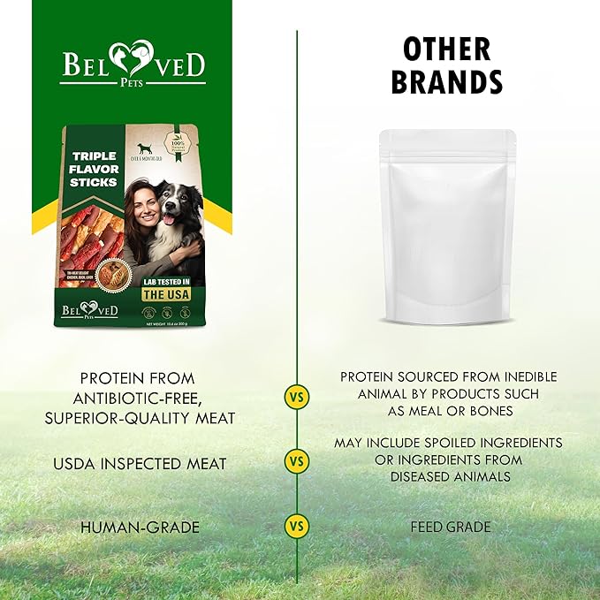 Dog Treats Rawhide Sticks Wrapped with Chicken 10.6 oz Pet Natural Chew Treats - Grain Free Meat & Human Grade Dried Snacks - Best for Small & Large Dogs (10.6 Ounce (Pack of 1), Triple Sticks)