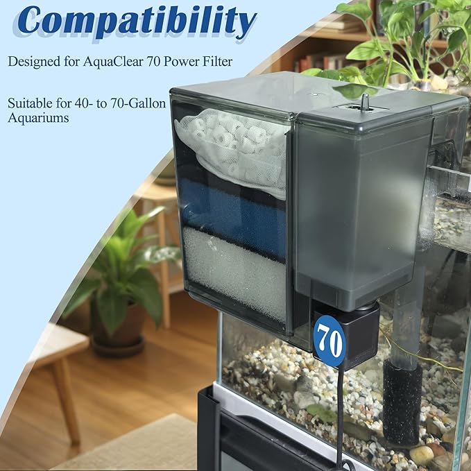 NEWKE 4 Sets of Upgraded Three-Stage Filtration Tank Filter Refills for AquaClear 70 Power Filter, 4 Sets of Maintenance Kit for Fish Tank Filter for 40- to 70-Gallon Aquariums