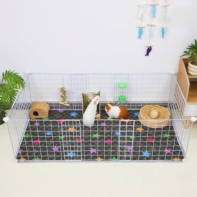 Bienbee Guinea Pig Bedding, 2 Pack 47" x 24" Reusable Guinea Pig Cage Liner Waterproof and Absorbent Small Animal Bedding Washable Guinea Pig Pee Pads for Small Pet Hamster Rabbit Squirrel, Black