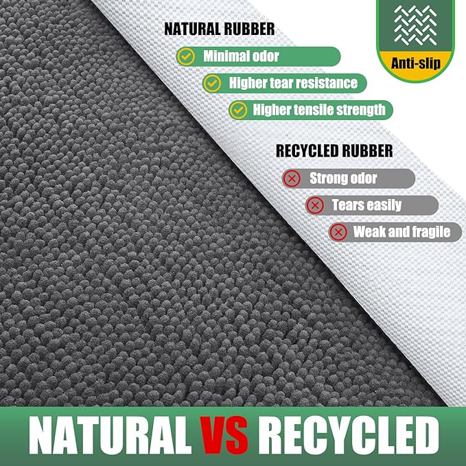 IM HOME Chenille Absorbent Outdoor Doormat 36" x 24", Washable Muddy Door Mats for Dog Non Slip Indoor Doormat Dog Mat for Muddy Paw Front Inside Doormats for Entryway Grey