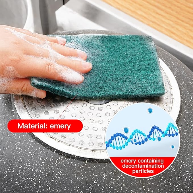 Heavy Duty Scour Pads Sponge Dish Scrubber Non-Scratch Green Reusable Household Scrub Pads for Kitchen and Dish Cleaning Tool (12Pcs)
