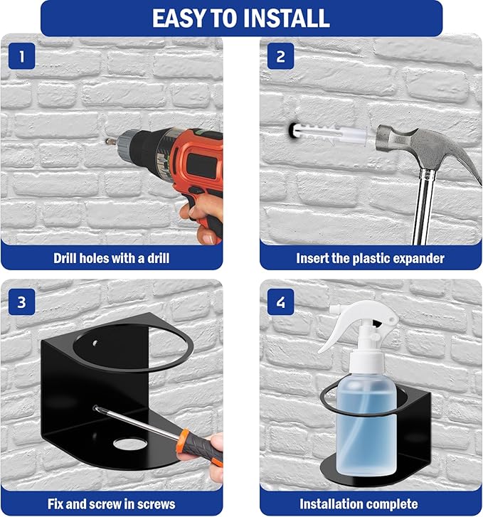 1 Pcs Spray Bottle Holder,Heavy-Duty Bottle Holder,Wall Mounted Cup Holder,Spray Bottle Rack for Garage,Kitchen and Bathroom Storage