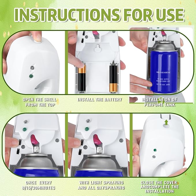 Automatic Air Freshener Spray Dispenser Home indoor Wall Mounted Automatic Spray Dispenser Air Freshener Spray, Commercial and Home Use, Bathroom, Hotel, Office and Public Area (White, 8 Pcs)