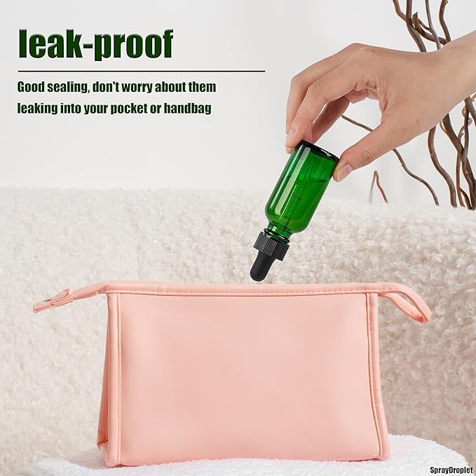 24 Pcs, 1oz Glass Dropper Bottle, Leakproof Tincture Bottles with Dropper, Green Reusable Eye Dropper Bottle for All Kinds of Liquids (Green, 1oz-24pcs)