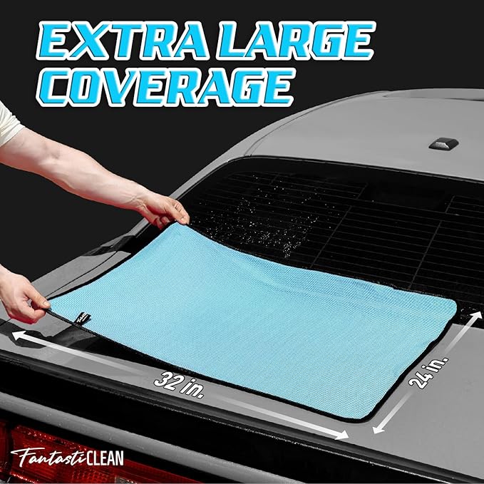 Fantasticlean Large Car Drying Towels- 2 Pack, 32‘’ by 24'' - Premium Microfiber Cleaning Cloth with Dual-Colored Twisted Loop, Ultra Absorbent, Scratch-Free for Instant Car Detailing (Blue)