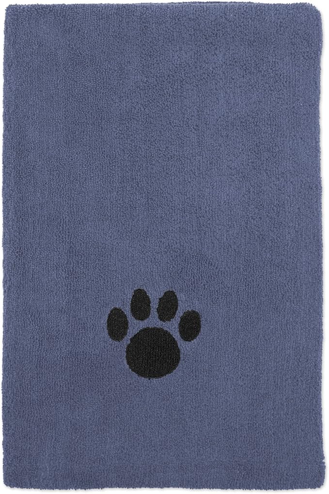 Bone Dry Pet Grooming Microfiber Towel, Embroidered Collection, X-Large,41x23.5", Stonewash Blue