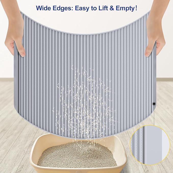Silicone Cat Litter Mat for Litter Box - Large 31" x 23" Waterproof Litter Trapping, Non-Slip, Durable, Easy Clean Scatter Control & Washable Kitty Floor Mat