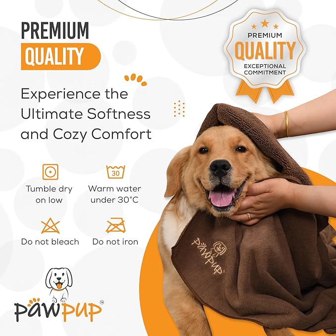 Dog Towels for Drying Dogs Super Absorbent Microfiber Pet Grooming Towel for Dogs, Cats and Other Pets (55 x 28 Inches, Brown)