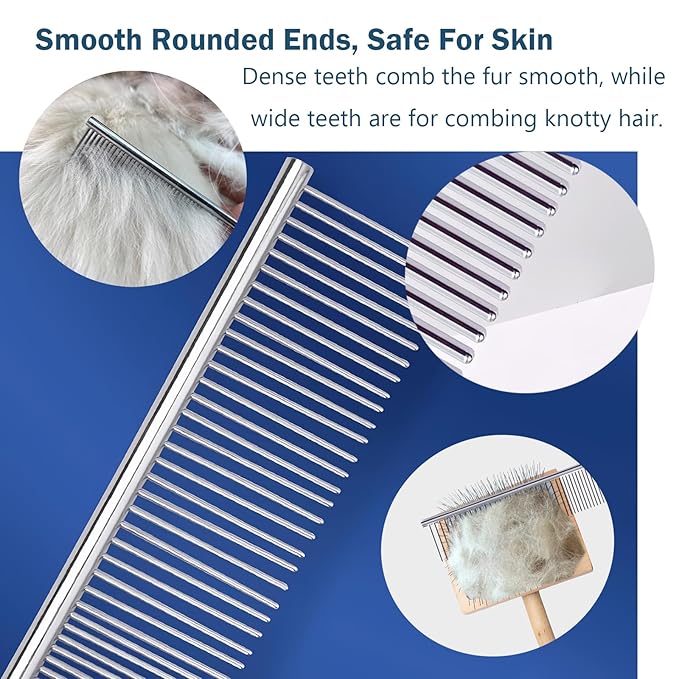 Slicker Brush for Dogs, Professional Dog Grooming Brush for Golden Doodle & Poodle - Deshedding Dog Brush for Medium or Long Haired Dogs, Remove Tangles, Knots and Mats (4PCS, Wooden, Large)